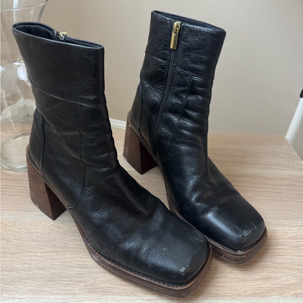 Black Leather Ankle Boots